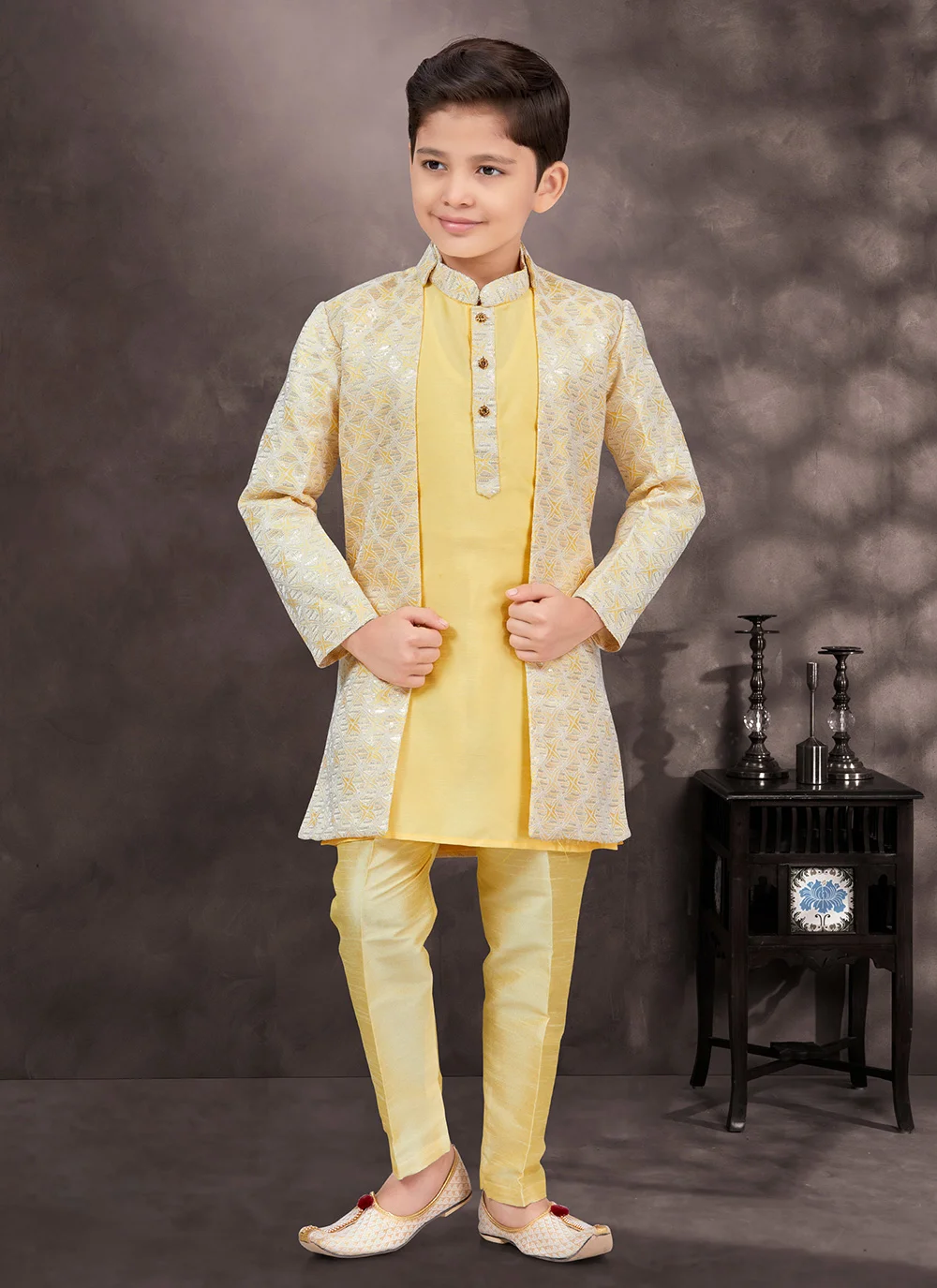 Banarasi Silk Sherwani Kids Wear
